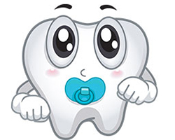 Illustration of tooth with baby pacifier