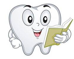 Illustration of tooth reading a book